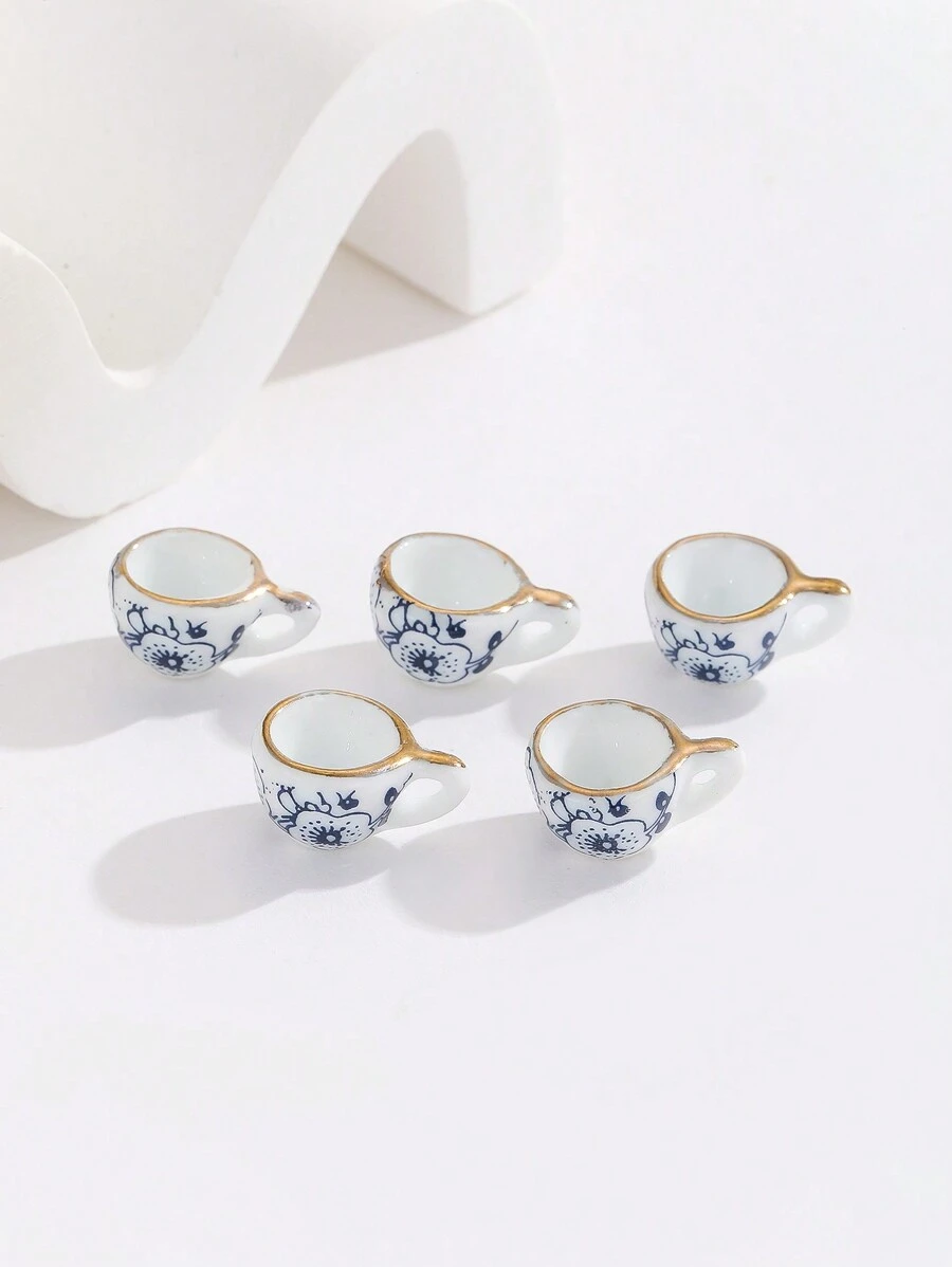 2/5 chiếc mặt dây chuyền hình cốc sứ xanh trắng dễ thương DIY dành cho vòng cổ, vòng tay nữ - Nhiều màu - Xem 1