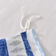 2/3 Pcs Blue And White Multi-Patterned Stripe Patchwork Print Comforter Set, Modern Soft Luxury High-Quality Lightweight Microfiber Bedding, Low Allergenicity And Good Breathability, Suitable For All Seasons Of Spring, Summer, Autumn, And Winter. Double Sided Design, Can Be Hand Washed, Dry Cleaned, Or Machine Washed,