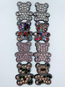 8 chiếc (2 chiếc cho mỗi màu) Phụ kiện kẹp giày bằng kim cương giả hình gấu bông, đồ trang trí DIY, cũng có thể được sử dụng làm miếng vá - Nhiều màu - Xem 8