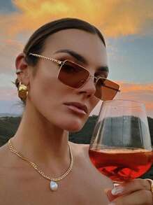 1pc Metal Frame Fashion Glasses With Unique Leg Design And Threaded Temple For Fashionable Outdoor Beach Accessories For Women Glasses Shades Basics Fall Winter Women Outfits Clothes Business Casual Gifts For Summer Beach Vacation,Outdoor,Travel