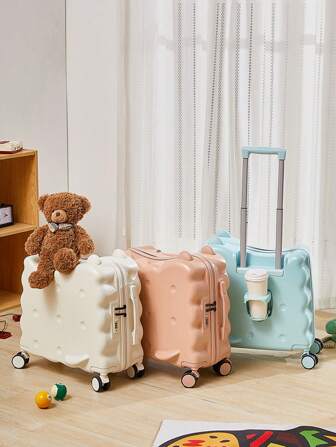 Cycling Travel Box Password+Cup Holder+Universal Wheel Luggage Box For Men And Women To Sit In, Candy Colored Trolley Box, 18 Inch Boarding Case Durable Suitcase Carry On Suitcase Hand LuggageTrip School Holiday Honeymoon Vacation Study Abroad Graduation Ideal Choice For Gifts Boys Girls Student Couple Bag For School School Accessories School Stuff