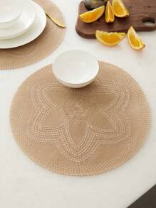 4pcs Circular Minimalist Hexagon Woven Polyester Dining Table Mats - Multicolor - View 7