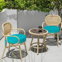 Idee-Home Outdoor Bistro Chair Cushions, 3" Thick Round Seat Cushions Set Of 4 With Ties, 15"X15"X 3" Waterproof Round Patio Chair Cushions For Outdoor Furniture, Round Chair Pads For Garden