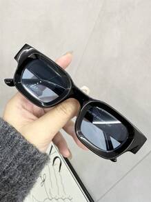 1pc Women's Vintage Fashion Glasses, Concave Rectangle Small Square Frame, With Light Purple, Light Blue, Lavender, Light Pink Colored Lenses, Shiny Accessory, Elegant Aesthetics, For Street Photography, Outdoors - Multicolor - View 3