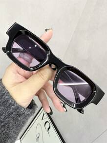 1pc Women's Vintage Fashion Glasses, Concave Rectangle Small Square Frame, With Light Purple, Light Blue, Lavender, Light Pink Colored Lenses, Shiny Accessory, Elegant Aesthetics, For Street Photography, Outdoors - Multicolor - View 4