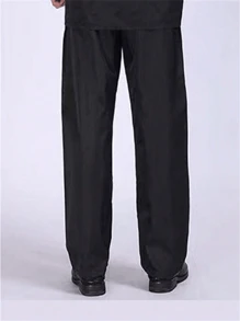 1套雨衣和防雨褲套裝，男女皆宜，適用於騎摩托車、外出和騎自行車的防水反光防暴雨衣 - 黑色 - 查看 4