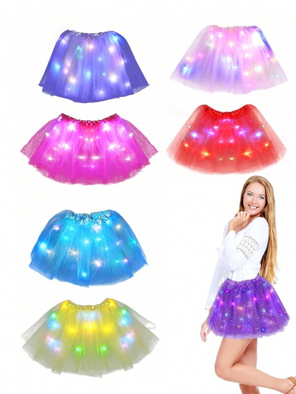 Ladies' Elastic Layered Tulle Ballet Dress, Goose Glowing Dance Dress, Women's Glowing Puffy Dress LED Tulle Puffy Puffy Dress Sparkling Ballet Costume Dress Party Fancy Ballet Dress, Summer Nightclub Decoration, Garden Decoration Goose