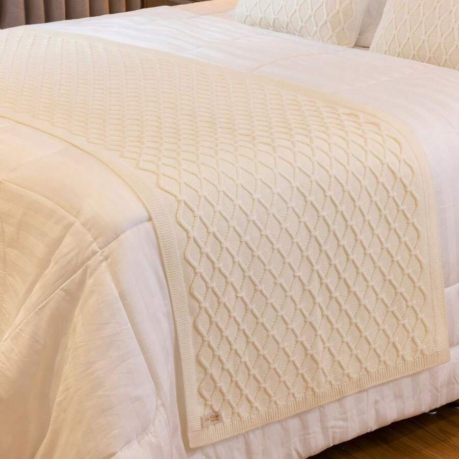 Peseira Manta Sofá Sala Cama Casal Queen King Trico Roma - Off - Visão 1