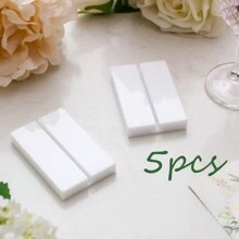 20pcs Acrylic Place Card Holders Transparent With Slots, Table Display, Wedding Signage Holders, Digital Photos Office Menu Conference, Black Card Stands, White & Transparent