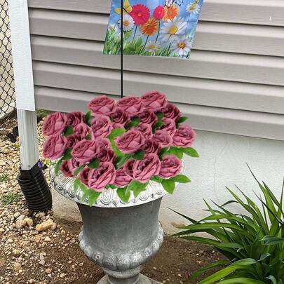 1pc 5-Head Large Artificial Dark Red Peony Flower Bouquet Material Package, Single Person Decorative Fake Flower, For Living Room Dining Table Decoration, Home Shopping Center Flower Arrangement, Wedding Bridal Engagement Shower Bachelorette Party Supplies, Beauty Salon Decoration. The Accessories Can Be Reused, And Some Of Them Can Be Fixed With Glue For More Stability.