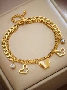 Strass vlinder decor armband