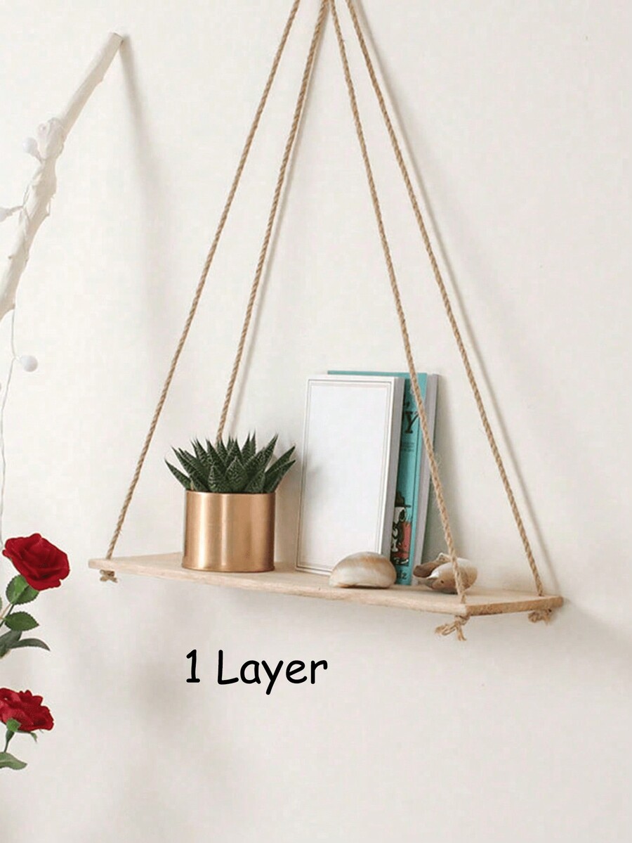 1pc HandWoven Double Layered Wood Bead Tassel Display Rack, Minimalist