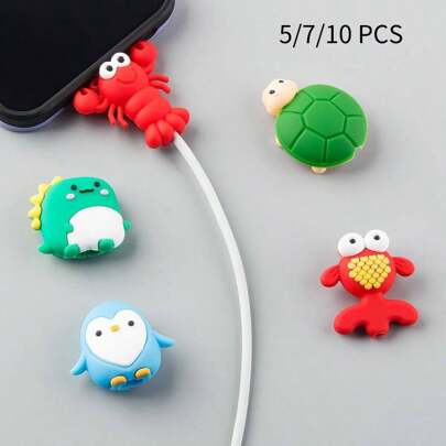 5/7/10 Pcs Cable Protector With Cute Design, USB Cable Protectors, Phone Cord Protector, Universal Anti-Break Charger Protective Case Charger Protector