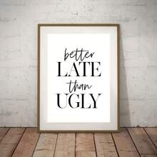 1 pieza con marco terminado, cartel de lienzo, cartel feo impreso que dice 'talla grande vale tarde que nunca', arte de pared para sala de estar impreso, decoración de pared para dormitorio, decoración de hogar para habitaciones - Multicolor - Ver 12