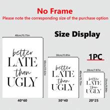 1 pieza con marco terminado, cartel de lienzo, cartel feo impreso que dice 'talla grande vale tarde que nunca', arte de pared para sala de estar impreso, decoración de pared para dormitorio, decoración de hogar para habitaciones - Multicolor - Ver 4