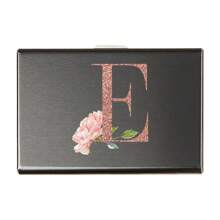 1 件超薄卡片盒玫瑰金首字母名称 A 到 Z 图案钱包 ID 银行 Malist 薄铝金属钱包银行卡盒钱包男士金属 S 收纳盒卡夹钱包名片夹信用卡夹女士男士迷你钱包卡片钱包射频识别钱包 - 黑色 - 查看 13