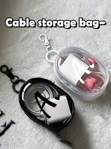 2pcs Portable Mini Transparent Zipper Storage Bags, Letter & Heart Design, Couple Hanging Pouches, Small Multi-Functional Storage Bags For Earphones, Chargers, Keychains, Transparent Travel Accessories, Black & White, Compact & Elegant, Suitable For Small Items, Cables, Bracelets, Cosmetics (1 Black + 1 White) (Zipper Style & Color Random, Ring Style & Size Random), Backpack Accessories, Back To School Supplies - Multicolor - View 5