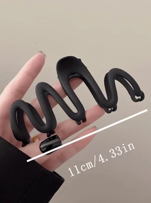 3件組簡約純色磨砂塑膠髮夾，蛇形波浪造型，休閒配件，適合女性捲髮 - 彩色 - 查看 2