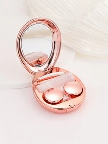 XIANG YU Contact Lens Case Travel Kit Pocket Portable Solid Color Lens Cover Container Beauty Pupil Storage Eye Carry Mirror Lenses Boxes - Metallic Bright Surface - View 2