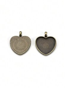 10pcs/Lot 25mm Heart-Shaped Pendant Cabochon Base Setting  Findings For DIY Jewelry Making Supplies - Alloy Heart-shaped Base - View 9
