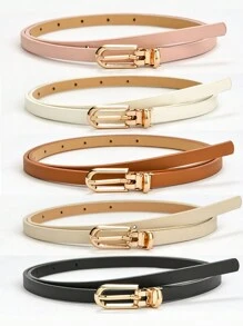 Women's Simple And Versatile Pin Buckle PU Skinny Belt Summer, School Fall, Autumn, Halloween