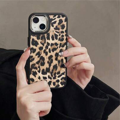 Animal Print Abstract Brown Leopard Print Series Silicone Phone Case Compatible With IPhone15/15Pro/15ProMax/14/13/12/11/XsMAX Series, Mobile Phone Protective Cover