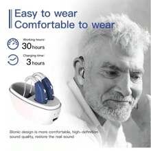 For Deaf Elderly Rechargeable Hearing Aid Adjustable Tones One Pair With Charging Compartment - Weiss - Übersicht 3