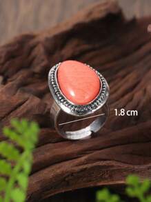 1入組幾何圖案可調節彩色搪瓷戒指，優雅時尚的創意配飾，適合派對/約會禮物