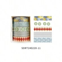 5 cuộn băng Washi dùng để làm sổ lưu niệm, viết nhật ký, người lập kế hoạch, trang trí tiệc, nhãn dán có thể xé được và không dấu vết - Nhiều màu - Xem 10