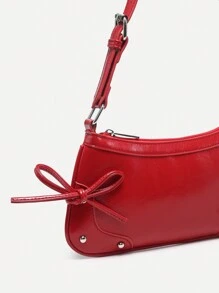 1pc Vintage Bow Tie Decor Crossbody Underarm Leopard Bag, Suitable For Dates, Outings, Parties