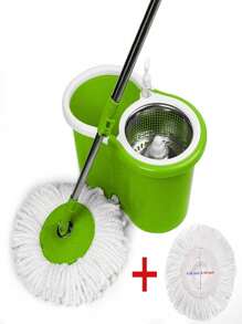 trapeadores modernos con exprimidor, Trapeador, Cubeta con Exprimidor, Mop Trapeador, Trapeador Giratorio,  con 2 Repuestos Incluidos de Microfibra, Sistema de Limpieza 360° Centrifugado, Mango Telescópico, Llantas, Desagüe. - Verde - Ver 1