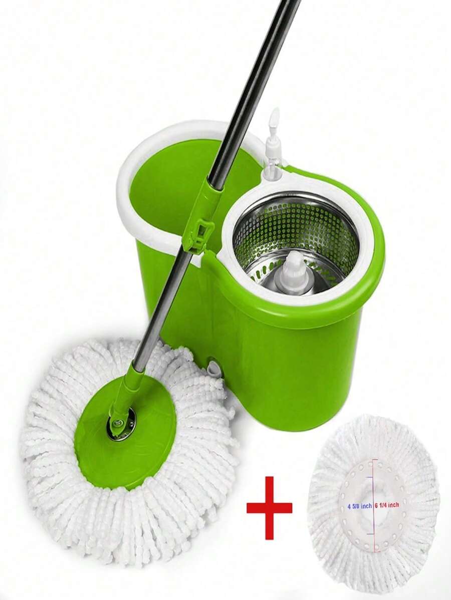 trapeadores modernos con exprimidor, Trapeador, Cubeta con Exprimidor, Mop Trapeador, Trapeador Giratorio,  con 2 Repuestos Incluidos de Microfibra, Sistema de Limpieza 360° Centrifugado, Mango Telescópico, Llantas, Desagüe. - Verde - Ver 1