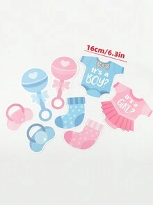 30入組照片攝影亭道具懸浮傳送男孩或女孩攝影亭道具揭示派對用品，包括皇冠、眼鏡、嬰兒瓶、小鬍子等派對禮品裝飾配件 - 彩色 - 查看 7