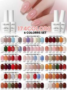 XEIJAYI 1入組7.3ML凝膠指甲油入門套裝6色（黑、白、粉、綠）可浸泡不留痕跡，適用於四季 - 彩色 - 查看 1