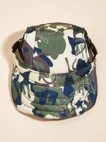 1入寵物帽，帶遮陽帽檐的狗狗貓咪帽子，休閒風格，純色：紅、藍、黑、橙、紅迷彩、豹紋，時尚帽子 - 軍綠色 - 查看 5