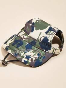 1入寵物帽，帶遮陽帽檐的狗狗貓咪帽子，休閒風格，純色：紅、藍、黑、橙、紅迷彩、豹紋，時尚帽子 - 軍綠色 - 查看 3