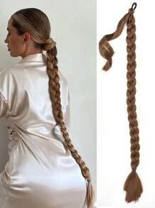 Tóc giả đuôi ngựa tổng hợp Tóc tết Boxer Tóc giả quấn quanh búi tóc Dây thun Vòng tóc Đen 20-32 inch Tóc tết chuyển màu DIY - màu nâu - Xem 1