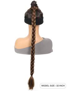 Tóc giả đuôi ngựa tổng hợp Tóc tết Boxer Tóc giả quấn quanh búi tóc Dây thun Vòng tóc Đen 20-32 inch Tóc tết chuyển màu DIY - màu nâu - Xem 4
