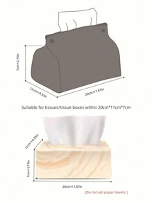 1入實色方格圖案紙巾盒PU皮革垂直針織扣紋紙巾儲物袋，適用於臥室客廳餐桌酒吧寫字桌 - 綠色 - 查看 3