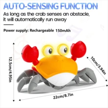 螃蟹逃逸螃蟹玩具，帶有避障感應器，舞動的音樂和燈光，聖誕節和感恩節禮物 - 薄荷綠 - 查看 11
