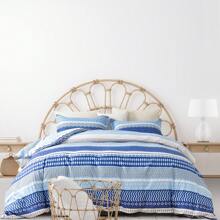 2/3 Pcs Blue And White Multi-Patterned Stripe Patchwork Print Comforter Set, Modern Soft Luxury High-Quality Lightweight Microfiber Bedding, Low Allergenicity And Good Breathability, Suitable For All Seasons Of Spring, Summer, Autumn, And Winter. Double Sided Design, Can Be Hand Washed, Dry Cleaned, Or Machine Washed,