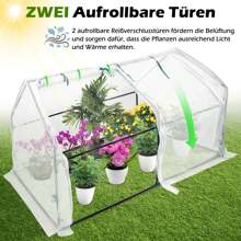 LILIIN Foil Greenhouse Greenhouse For Tomatoes With Waterproof Protective Film/With Shading Net/With Protective Film Green/Black/White 180 X 90 X 90 Cm Tomato Greenhouse, 2 Roll-Up Doors, Greenhouse For Garden Balcony - 白色-帶防蟲罩 - 查看 3