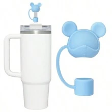 1入可愛卡通熊造型硅膠杯吸管蓋，可重複使用氣密防塵飲料吸管蓋，防濺飲料杯吸管可愛配件