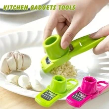 1 Multifunctional Plastic Garlic Press And Ginger Grinder - Handheld Manual Garlic Masher Tool - Kitchen Gadget, No Electricity Needed, Durable Kitchen Tool, Camping Barbecue Accessory