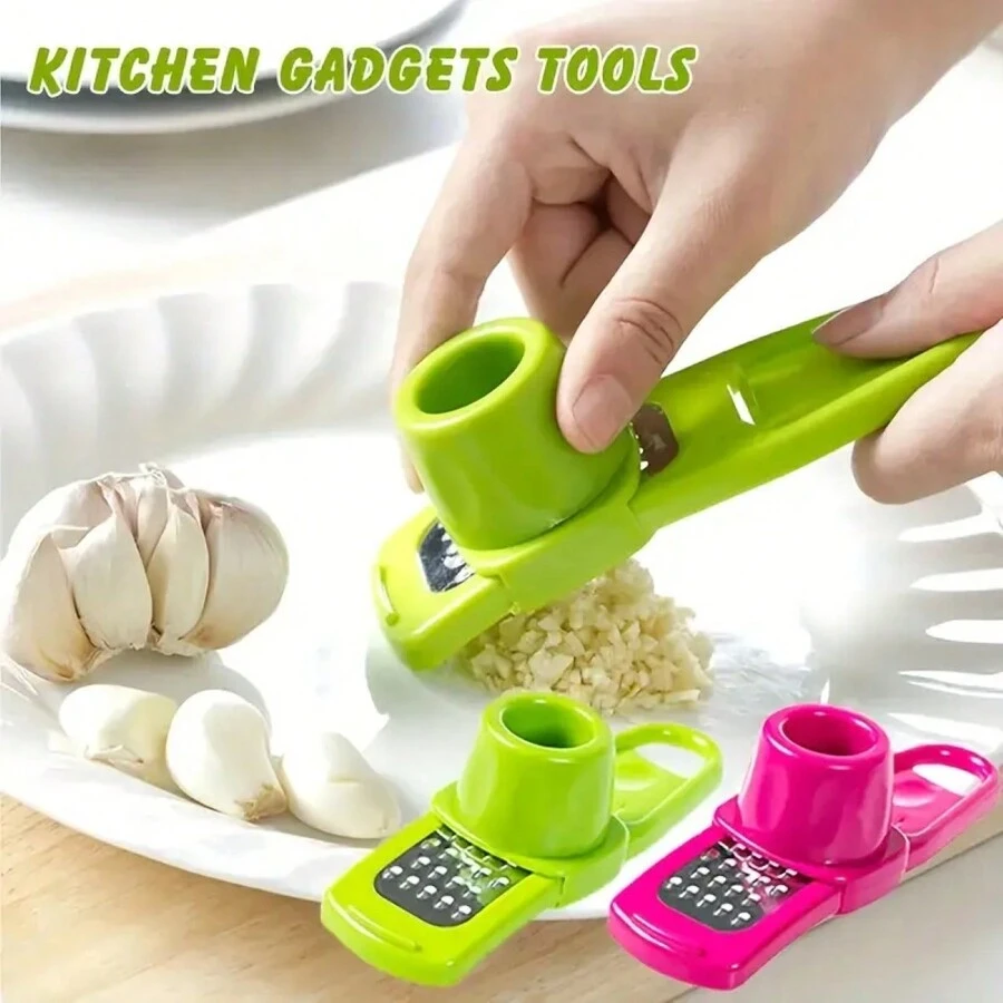 1 Multifunctional Plastic Garlic Press And Ginger Grinder - Handheld Manual Garlic Masher Tool - Kitchen Gadget, No Electricity Needed, Durable Kitchen Tool, Camping Barbecue Accessory