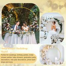 Gold Round Backdrop Stand Metal Circle Balloon Arch Frame Wedding Arch For Ceremony Birthday Party Shower Anniversary Bridal Graduation Decoration