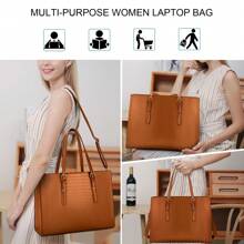 Laptop Bag For Women 15.6 Inch Laptop Tote Bag Leather Computer Briefcase For Work Waterproof Handbag Shoulder Bag Women Business Office Bag