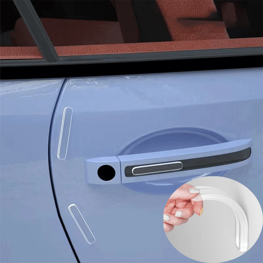 4pcs Transparent Soft Rubber Crash Protection Pads Without Drilling, Multi-Purpose For Car Doors And Furniture, Anti-Collision - Transparent - View 1