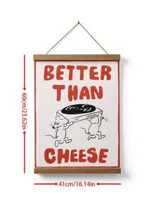 1pc Canvas Print Poster With Removable Frame, Multiple Sizes Available, Cute Cartoon Mouse Design, "Music Is Better Than Cheese" Modern Stylish Creative Wall Art Decor For Living Room, Bedroom, Hallway, Up To 60*90cm, Wood Magnetic Hanging Scroll Frame, Art Gift, Home Decor, PVC Tube Safe Packaging