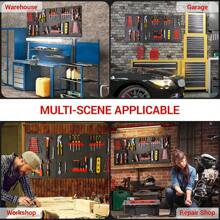 Metal Tool Wall, Three-Part Pegboard Workshop, Expandable Tool Pegboard With 17-Piece Hooks And Holders, Tool Wall For Workshops 120X60X2CM - 黑色 - 查看 7